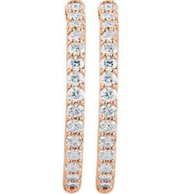 14K Rose 2 CTW Natural Diamond Inside-Outside 29.5 mm Hinged Hoop Earrings 650183:123:P