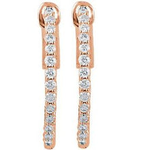14K Rose 1/2 CTW Lab-Grown Diamond Inside-Outside 19 mm Hinged Hoop Earrings 650183:LG615:P