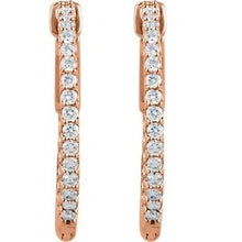 14K Rose 3/4 CTW Natural Diamond Inside-Outside 23 mm Hinged Hoop Earrings 650183:119:P