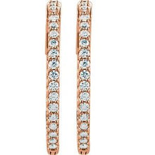 14K Rose 1 CTW Natural Diamond Inside-Outside 26.5 mm Hinged Hoop Earrings 650183:121:P
