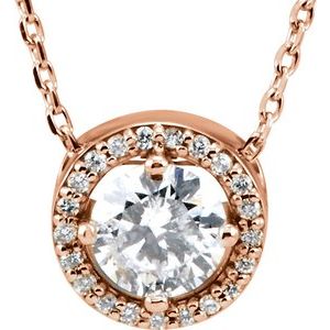 14K Rose 1/2 CTW Lab-Grown Diamond Halo-Style 16" Necklace 85916:LG108:P