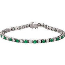 14K White Natural Emerald & 2 1/3 CTW Natural Diamond Line 7