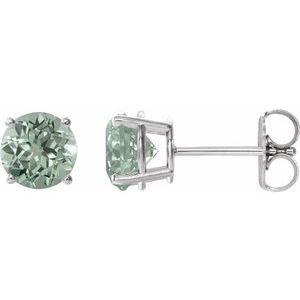Platinum 8 mm Lab-Grown Green Sapphire Stud Earrings 1874:70558:P
