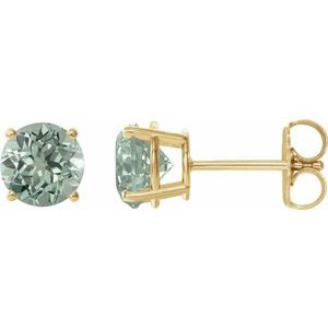 14K Yellow 8 mm Lab-Grown Green Sapphire Stud Earrings 1874:70540:P
