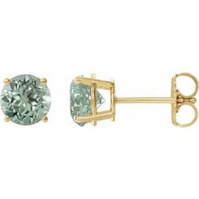 14K Yellow 8 mm Lab-Grown Green Sapphire Stud Earrings 1874:70540:P