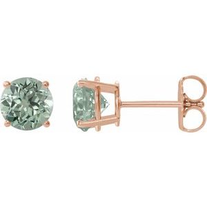 14K Rose 8 mm Lab-Grown Green Sapphire Stud Earrings 1874:70504:P
