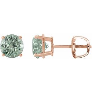 14K Rose 8 mm Lab-Grown Green Sapphire Stud Earrings 1874:70774:P