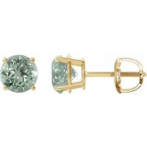 14K Yellow 8 mm Lab-Grown Green Sapphire Stud Earrings 1874:70810:P