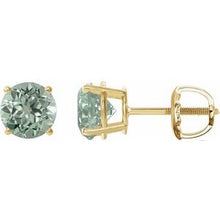14K Yellow 8 mm Lab-Grown Green Sapphire Stud Earrings 1874:70810:P