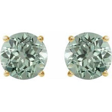 14K Yellow 8 mm Lab-Grown Green Sapphire Stud Earrings 1874:70810:P