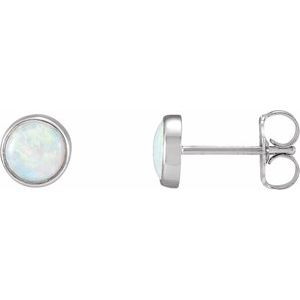 14K White Natural White Opal Earrings 23482:100:P