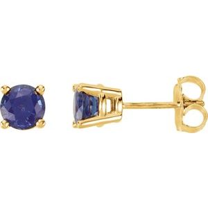 14K Yellow 5 mm Lab-Grown Blue Sapphire Earrings 68619:131:P