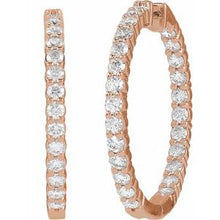 14K Rose 5 CTW Lab-Grown Diamond Inside-Outside Hinged 37.8 mm Hoop Earrings 653631:LG644:P