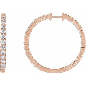 14K Rose 5 CTW Lab-Grown Diamond Inside-Outside Hinged 37.8 mm Hoop Earrings 653631:LG644:P
