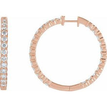14K Rose 5 CTW Lab-Grown Diamond Inside-Outside Hinged 37.8 mm Hoop Earrings 653631:LG644:P