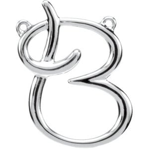 Sterling Silver Script Initial F Necklace Center