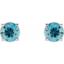 Platinum 6 mm Natural Blue Zircon Stud Earrings 1874:70640:P