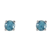 14K White 4 mm Natural Swiss Blue Topaz Stud Earrings 1874:70110:P