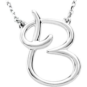 Sterling Silver Script Initial A 16" Necklace