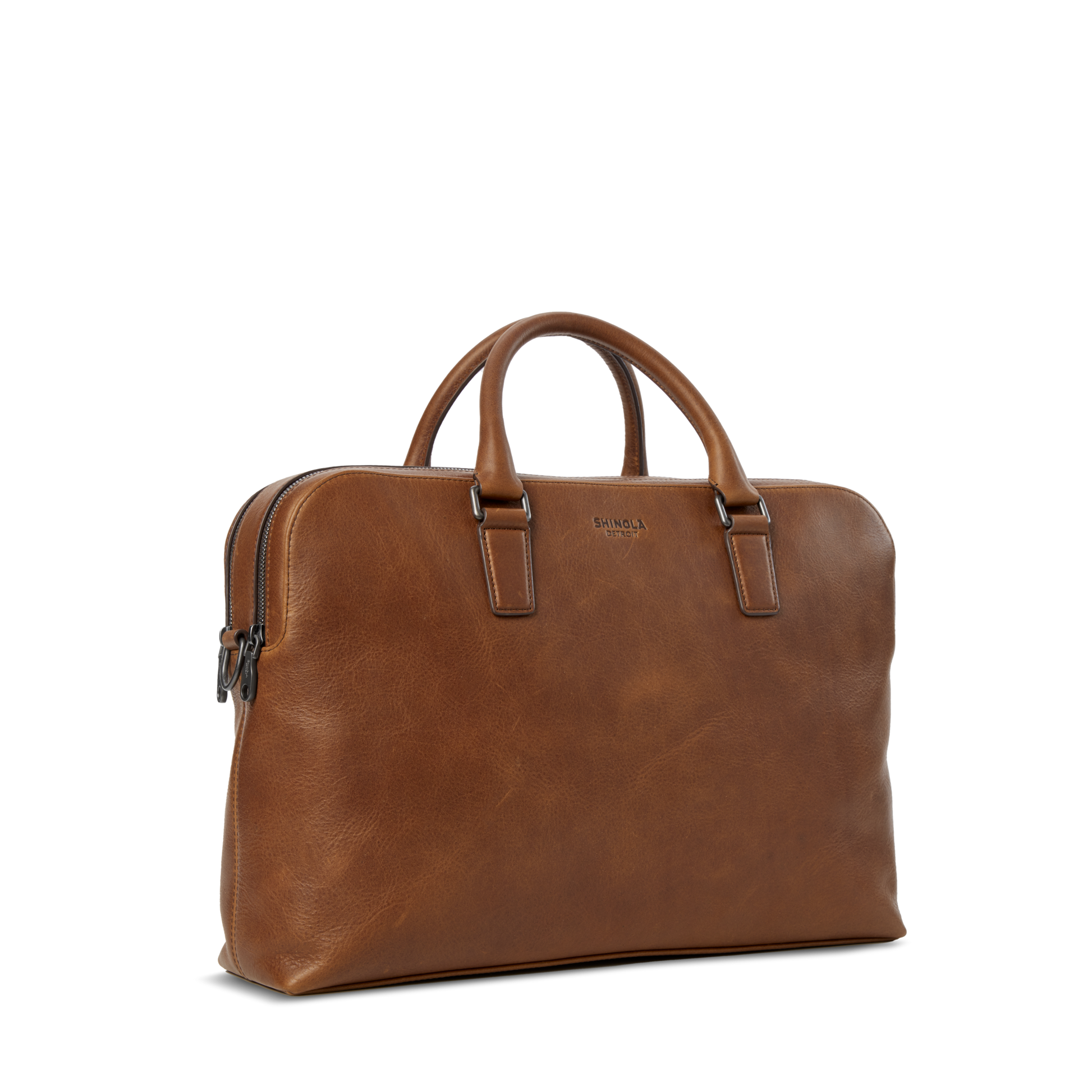 Shinola Leather Double Zip Briefcase S0320294778-1-MedBrn-OS-VNM