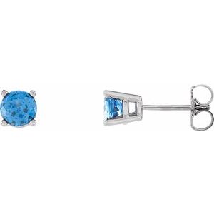 14K White 5 mm Lab-Grown Blue Sapphire Earrings 68619:108:P
