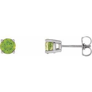 14K White 5 mm Natural Peridot Earrings 68619:129:P