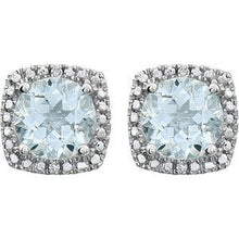 Sterling Silver Natural Aquamarine & .015 CTW Natural Diamond Earrings 650167:111:P
