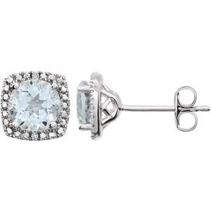 Sterling Silver Natural Aquamarine & .015 CTW Natural Diamond Earrings 650167:111:P