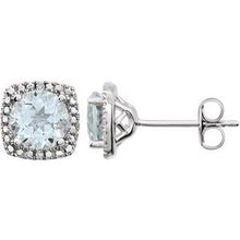 Sterling Silver Natural Aquamarine & .015 CTW Natural Diamond Earrings 650167:111:P