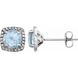 Sterling Silver Natural Sky Blue Topaz & .015 CTW Natural Diamond Earrings 650167:110:P