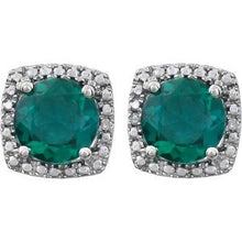 Sterling Silver Lab-Grown Emerald & .015 CTW Natural Diamond Earrings 650167:109:P