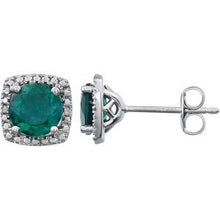 Sterling Silver Lab-Grown Emerald & .015 CTW Natural Diamond Earrings 650167:109:P
