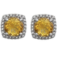 Sterling Silver Natural Citrine & .015 CTW Natural Diamond Earrings 650167:108:P