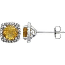 Sterling Silver Natural Citrine & .015 CTW Natural Diamond Earrings 650167:108:P