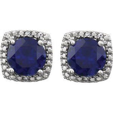 Sterling Silver Lab-Grown Blue Sapphire & .015 CTW Natural Diamond Earrings 650167:106:P