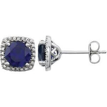 Sterling Silver Lab-Grown Blue Sapphire & .015 CTW Natural Diamond Earrings 650167:106:P