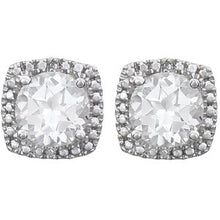Sterling Silver Lab-Grown White Sapphire & .015 CTW Natural Diamond Earrings 650167:105:P