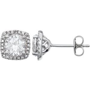 Sterling Silver Lab-Grown White Sapphire & .015 CTW Natural Diamond Earrings 650167:105:P