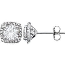 Sterling Silver Lab-Grown White Sapphire & .015 CTW Natural Diamond Earrings 650167:105:P