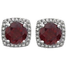 Sterling Silver Natural Mozambique Garnet & .015 CTW Natural Diamond Earrings 650167:104:P