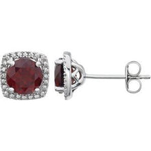 Sterling Silver Natural Mozambique Garnet & .015 CTW Natural Diamond Earrings 650167:104:P