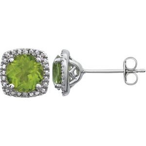 Sterling Silver Natural Peridot & .015 CTW Natural Diamond Earrings 650167:103:P