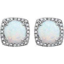 Sterling Silver Lab-Grown Opal & .015 CTW Natural Diamond Earrings 650167:102:P