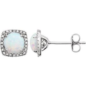 Sterling Silver Lab-Grown Opal & .015 CTW Natural Diamond Earrings 650167:102:P