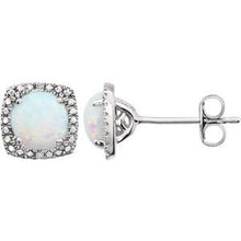 Sterling Silver Lab-Grown Opal & .015 CTW Natural Diamond Earrings 650167:102:P