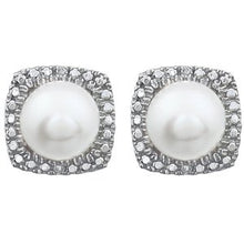 Sterling Silver Cultured White Freshwater Pearl & .015 CTW Natural Diamond Earrings 650167:112:P
