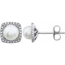 Sterling Silver Cultured White Freshwater Pearl & .015 CTW Natural Diamond Earrings 650167:112:P