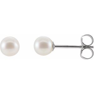 14K White Cultured White Freshwater Pearl Earrings