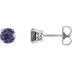 14K White 5 mm Lab-Grown Alexandrite Stud Earrings 1874:70136:P