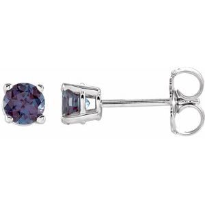 14K White 4 mm Lab-Grown Alexandrite Stud Earrings 1874:70134:P